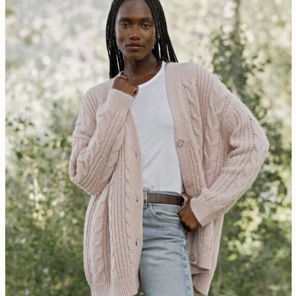 Jenni Kayne Blush Cable Cocoon Cardigan - Picture 2 of 5